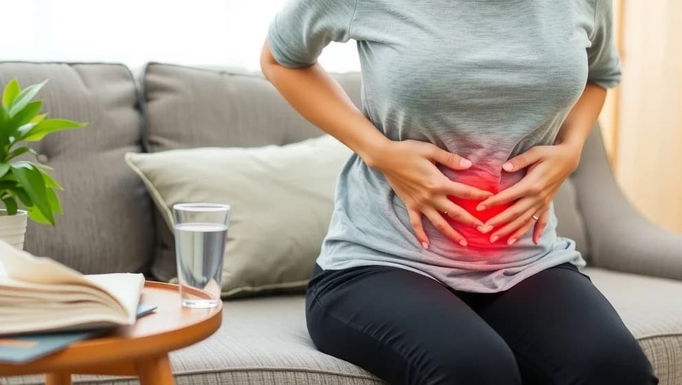 Ont i nedre delen av magen hos kvinnor